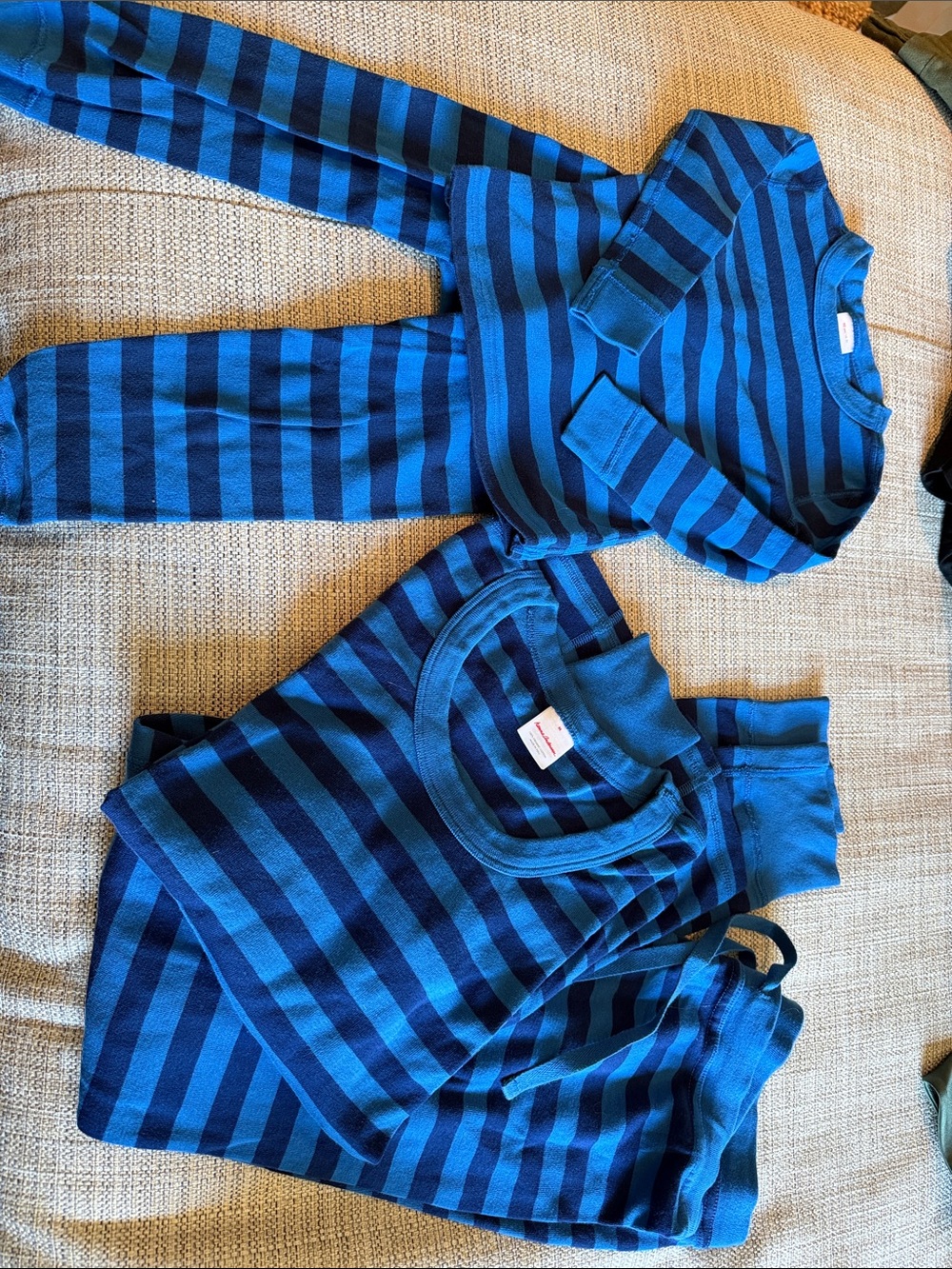 Hanna Andersson Blue and Navy Striped Kids Pajama Set